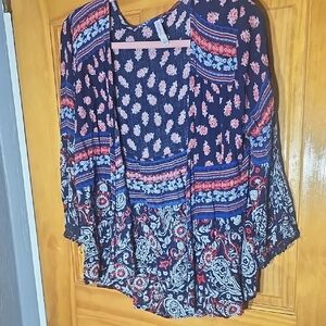 Bohemian Navy and Red Women's Top Box A